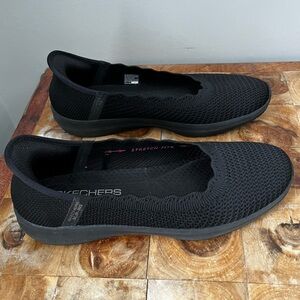 Skechers Cleo 2 Love Spell Flats Slip-ins Black Women’s 8.5 Scalloped Knit